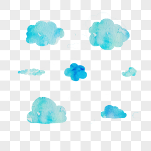 蓝色水彩云朵图片