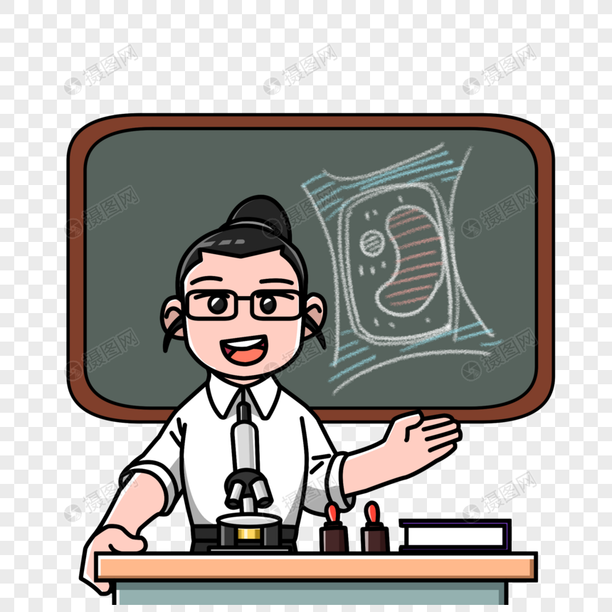 生物老师上课黑板卡通
