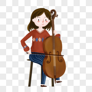 拉大提琴的女孩高清图片