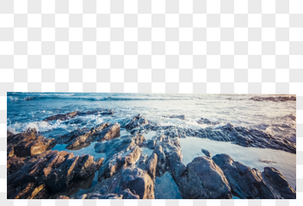 海边海岸夕阳礁石海景高清图片素材