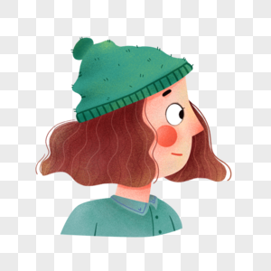 戴着绿色帽子的女孩头像图片