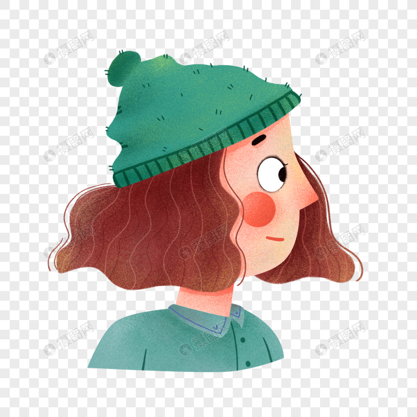戴着绿色帽子的女孩头像图片