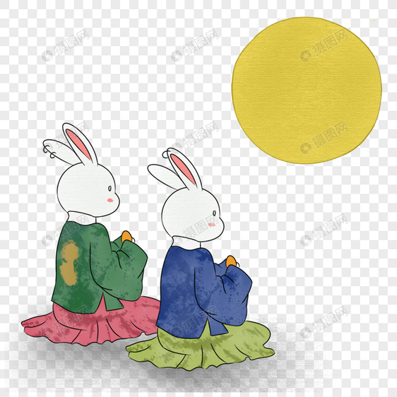 中秋节玉兔望月图片