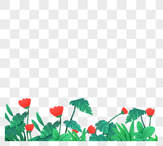 绿色植物红色花朵边框底纹图片