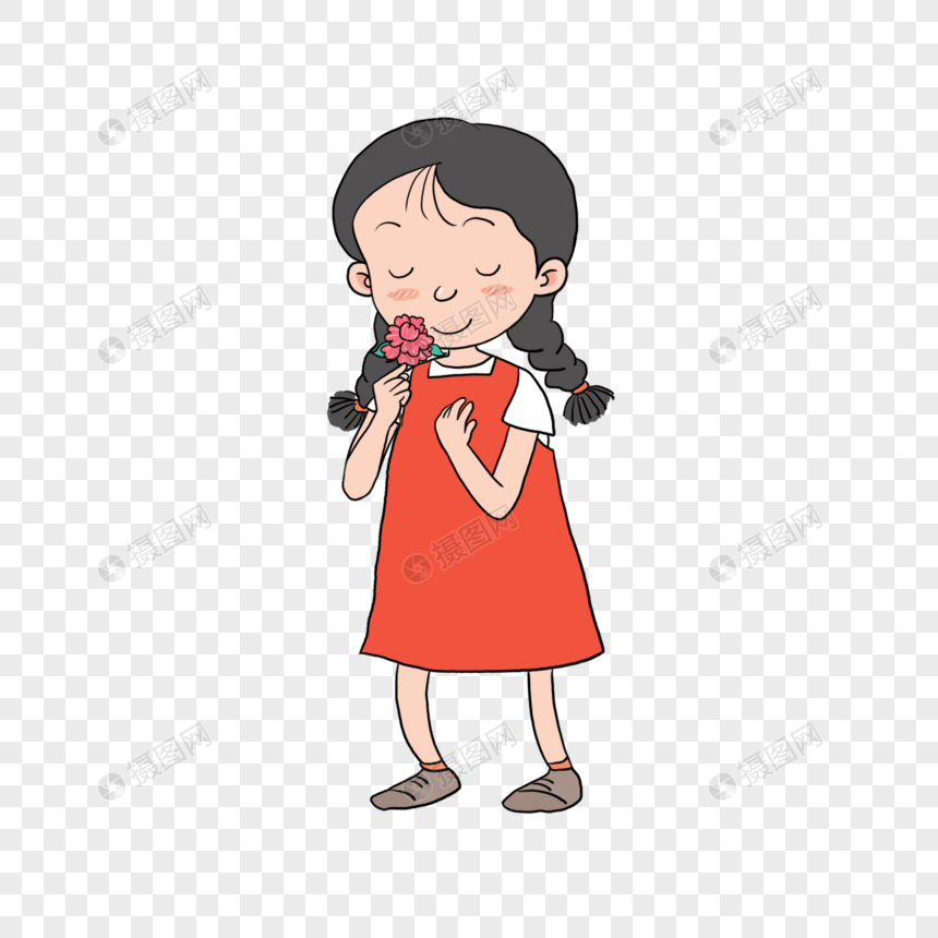 闻花香的小女孩儿