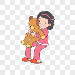 抱玩具熊的女孩儿图片