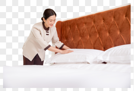 酒店客房整理床铺图片