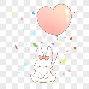 爱心气球兔子图片
