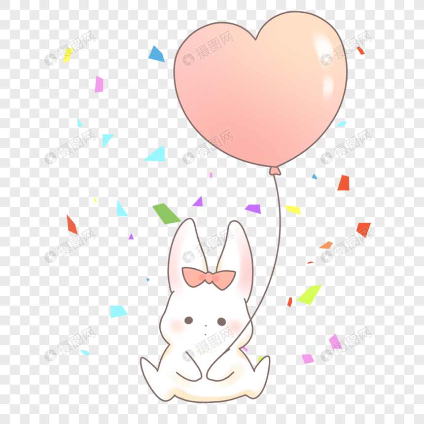 爱心气球兔子图片