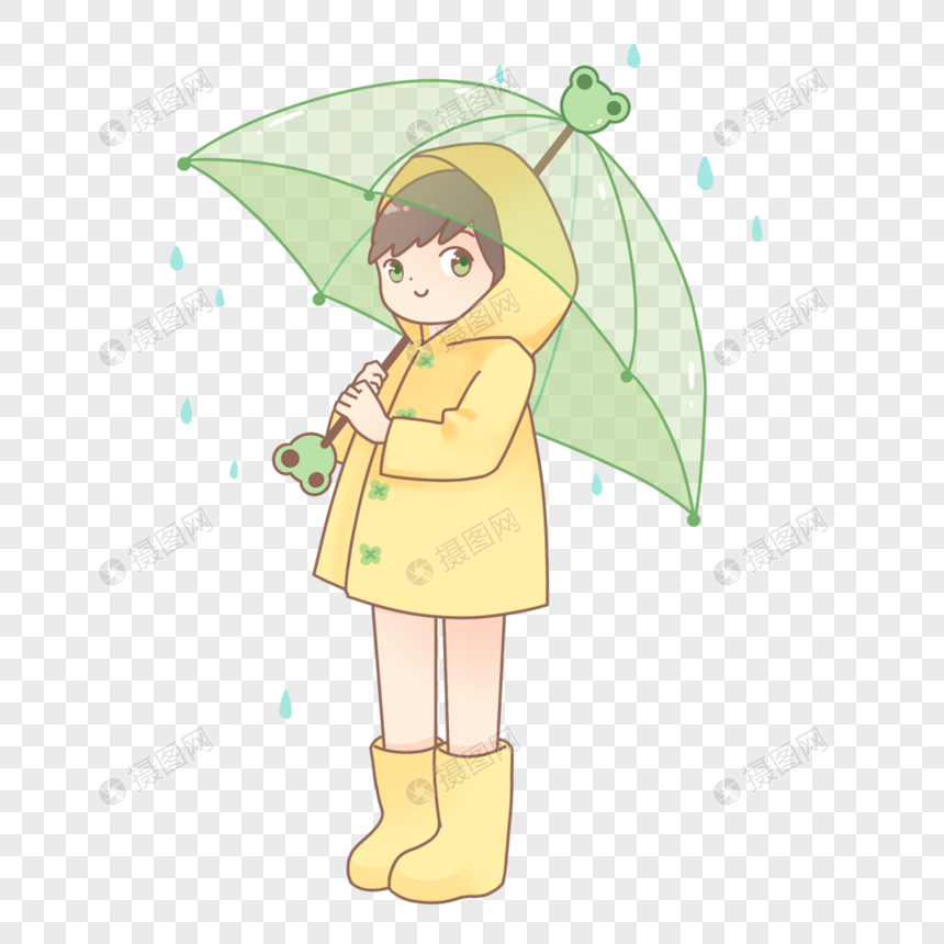 雨天雨衣青蛙雨伞图片