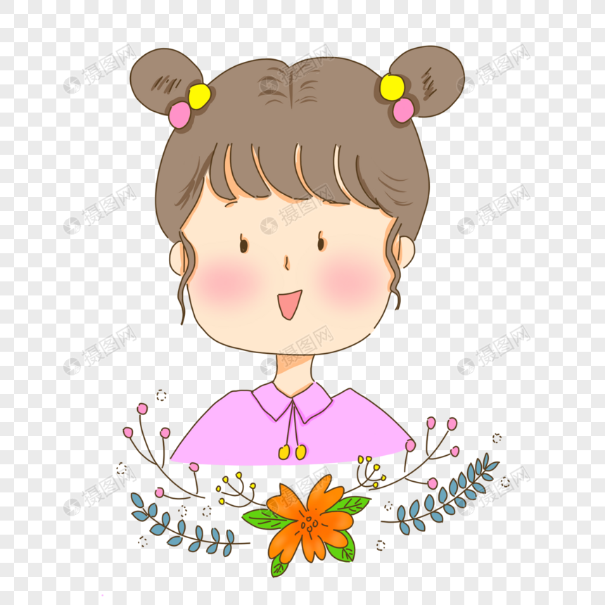 扎丸子头的可爱小女孩