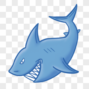 简约卡通蓝色鲨鱼尖牙海洋图片