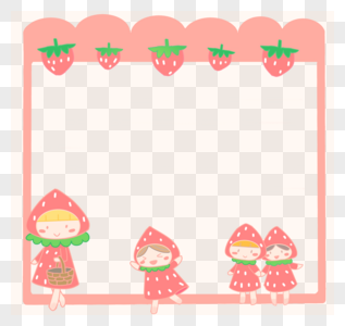 可爱草莓拟人 草莓妈妈和孩子们边框背景图图片