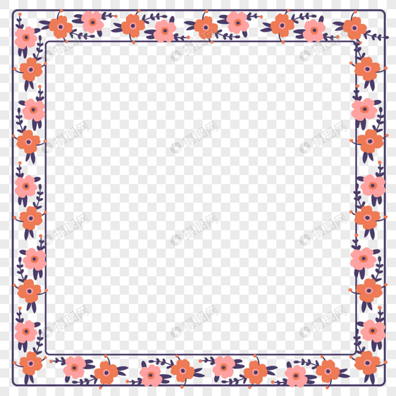 手绘欧式花朵装饰边框图片