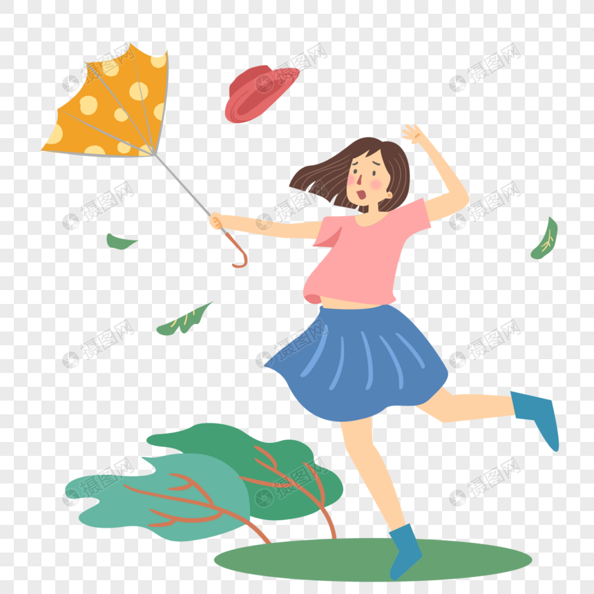 被大风吹的女孩