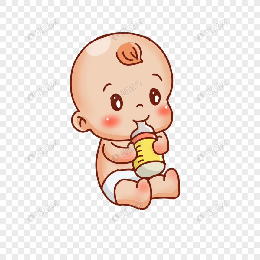 免抠元素 手绘/卡通元素 小孩子 母婴婴儿喝奶.