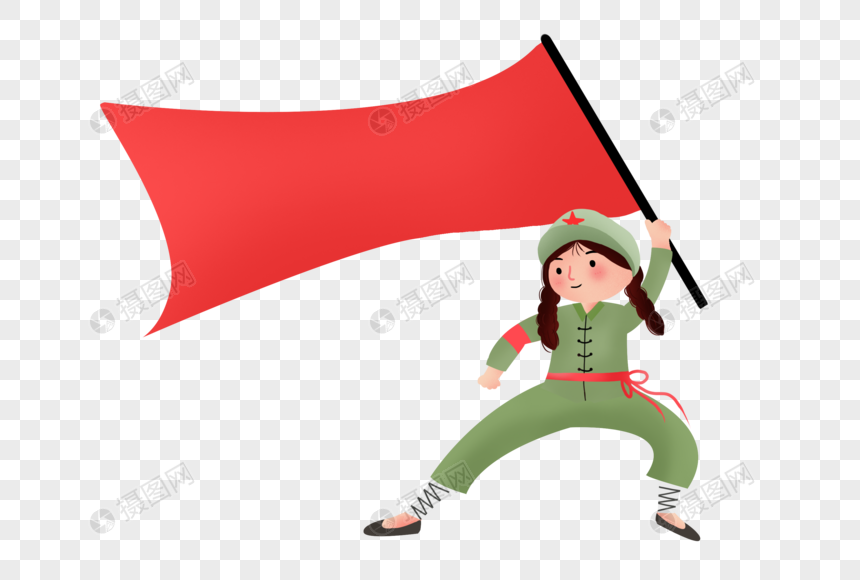 举着旗帜的女兵