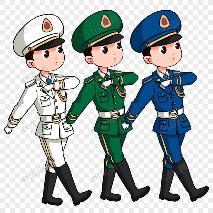 卡通军人踢正步