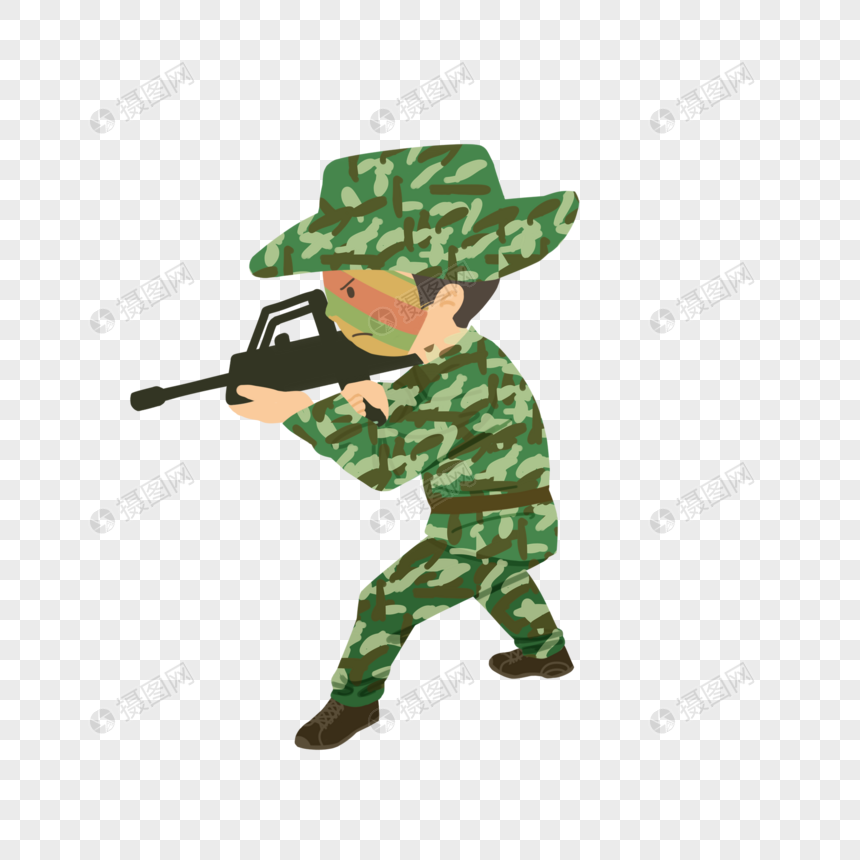 卡通军人狙击手