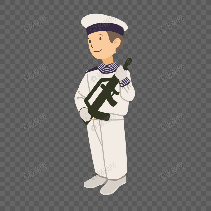 卡通海军士兵持枪