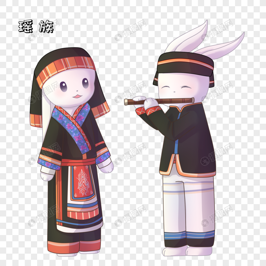 免抠元素 手绘/卡通元素 瑶族兔子.png