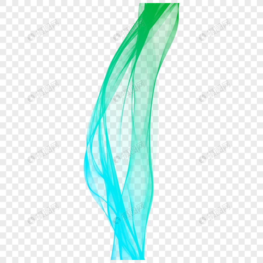 蓝绿色纱状曲线素材流线型纹理图片