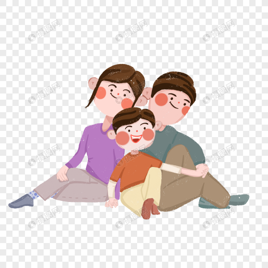 手绘一家三口