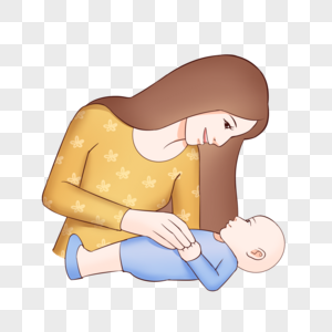 母婴妈妈哄宝宝睡觉插画图片