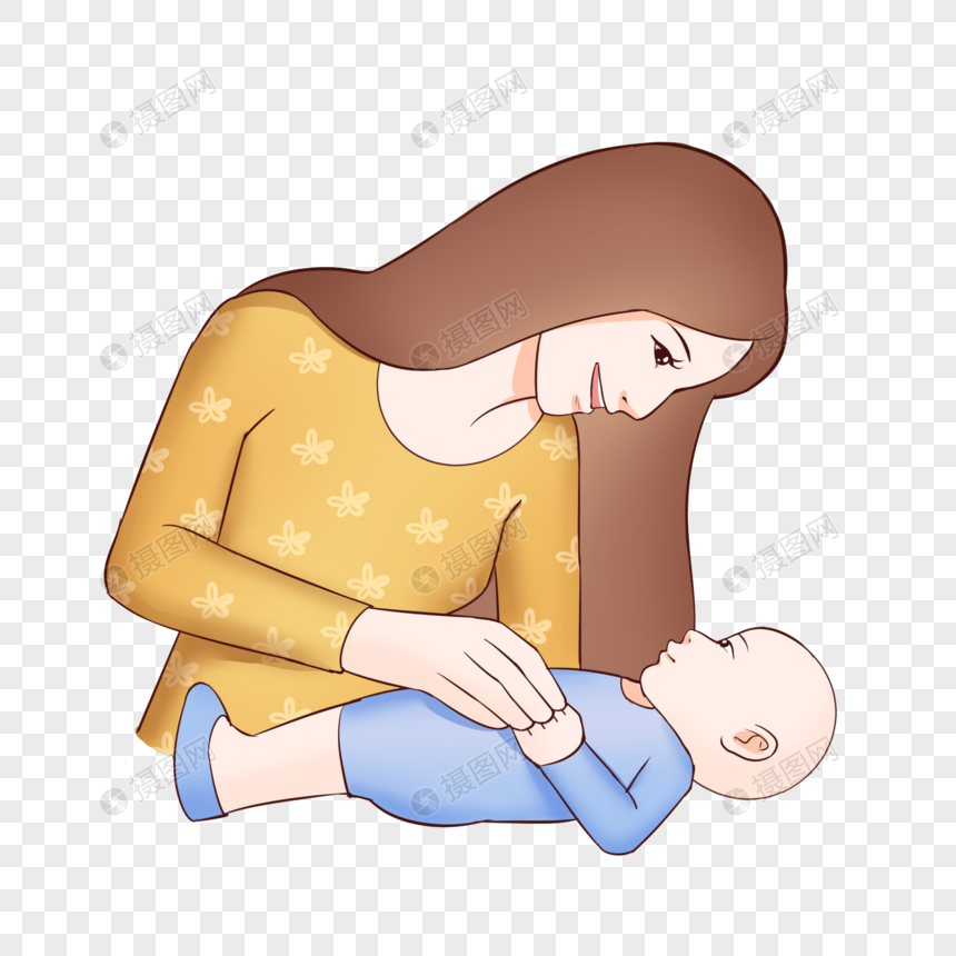 母婴妈妈哄宝宝睡觉插画