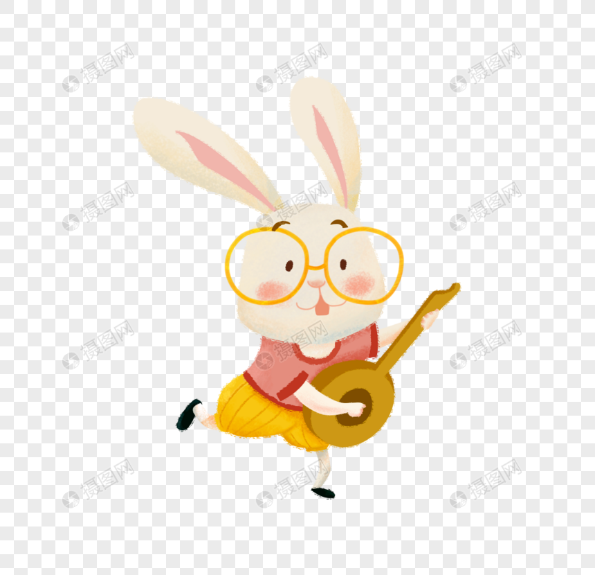 兔子弹琴元素素材下载-正版素材401518560