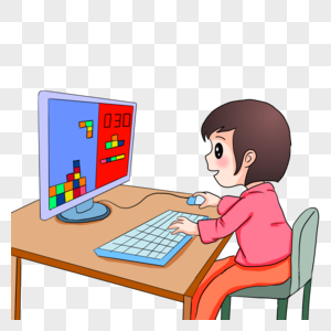 玩电脑游戏玩电脑小女孩高清图片