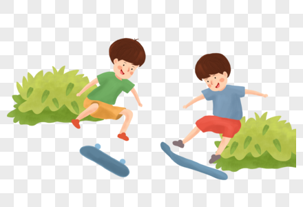 暑假玩滑板的男孩图片