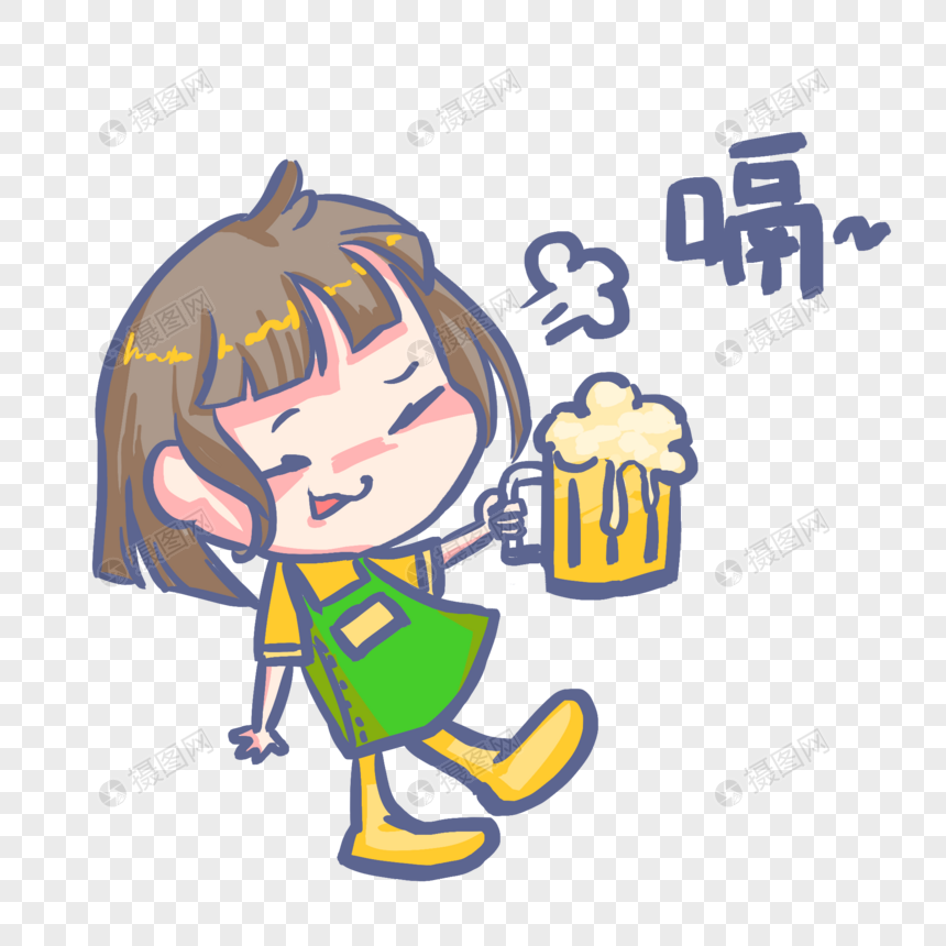 喝啤酒女孩图片