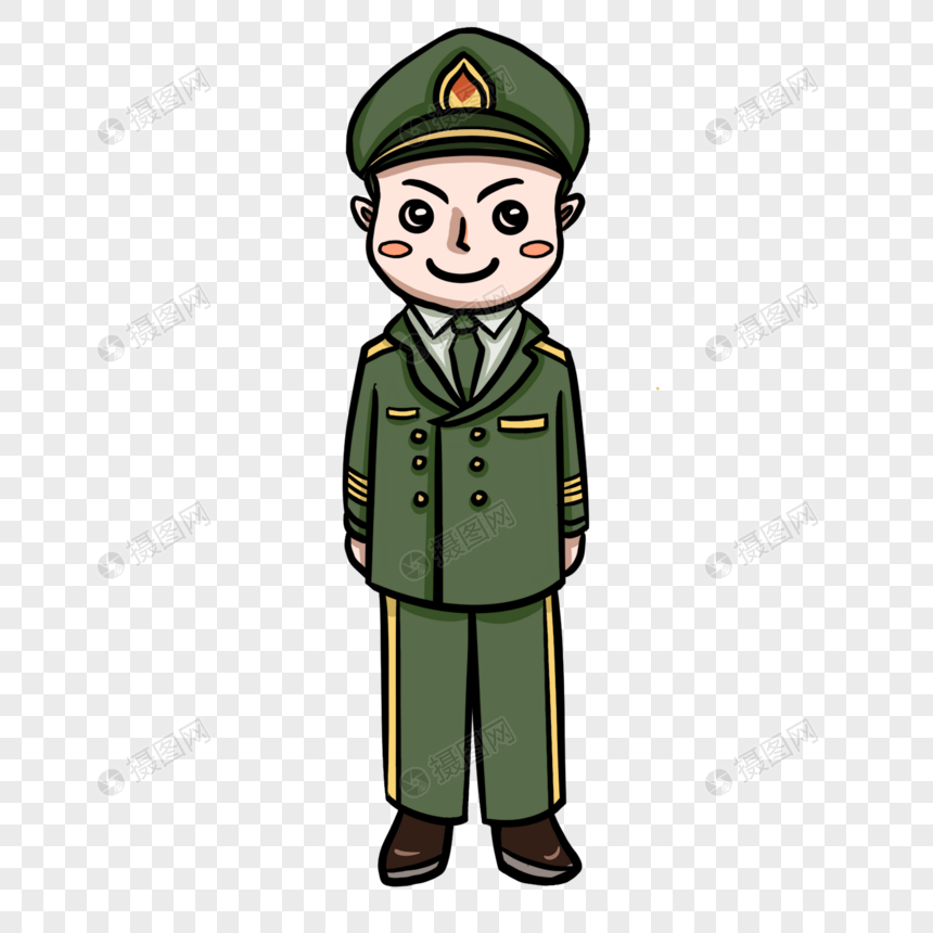 卡通军人立正