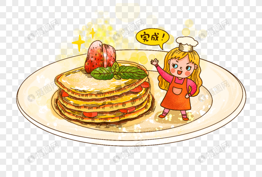 铜锣烧点心甜点卡通人物可爱手绘美食
