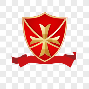 红色金边盾牌防御安全保护保障守护图片