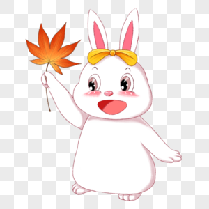 小白兔与枫叶图片