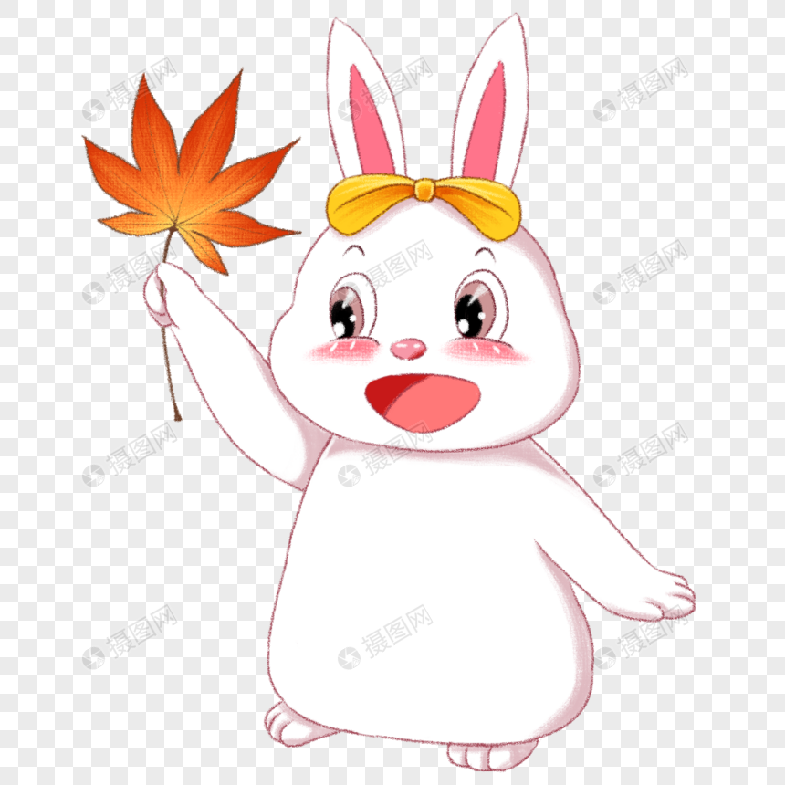 小白兔与枫叶图片