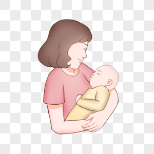 母婴妈妈和宝宝插画高清图片
