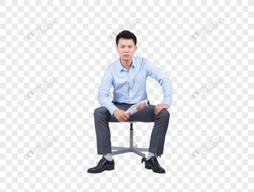 穿着西装坐着看报纸的男人元素素材下载-正版素材401522016-摄图网