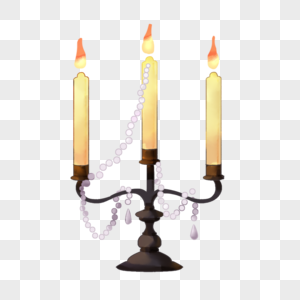 水彩蜡烛烛台图片