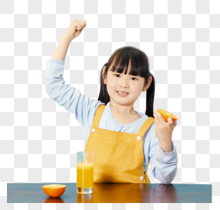 小女孩吃橙子高清图片