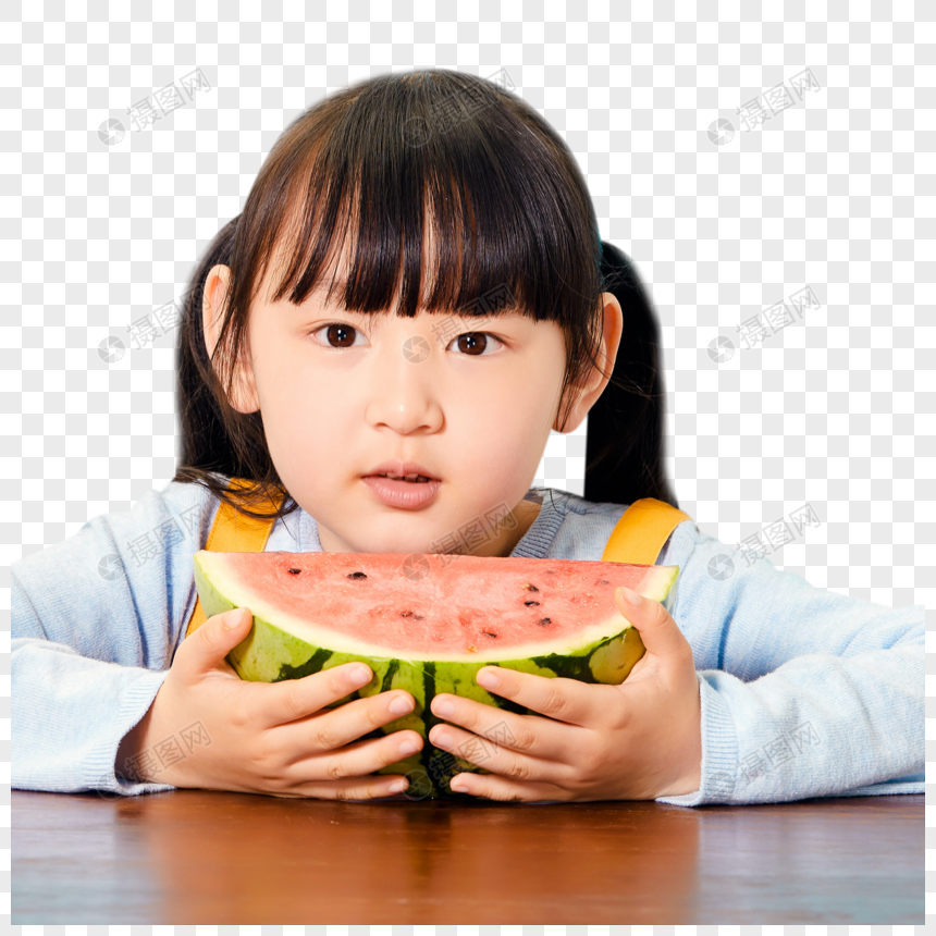 小女孩吃西瓜图片