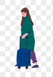 国庆假日旅游出行行李箱女孩图片