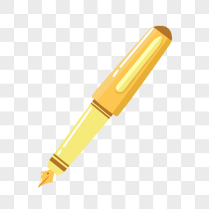 金色钢笔手绘笔枕高清图片