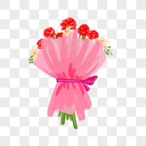 粉色包装的玫瑰花束图片