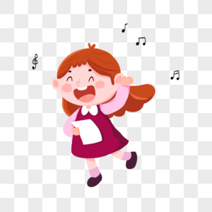 一个可爱女孩在唱歌高清图片