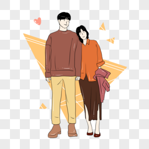 男生给女生系携带手绘可爱情侣浪漫爱情元素素材