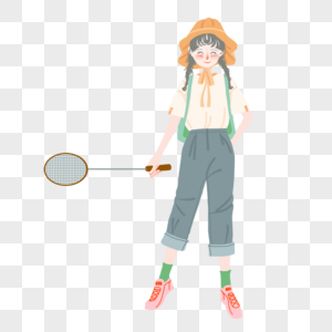 运动少女羽毛球少女高清图片
