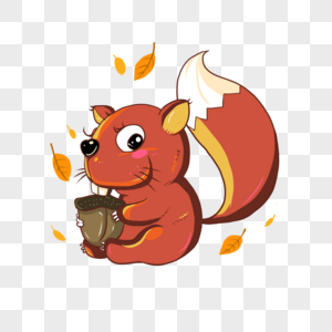 可爱小动物插画秋天的小松鼠和橡子图片